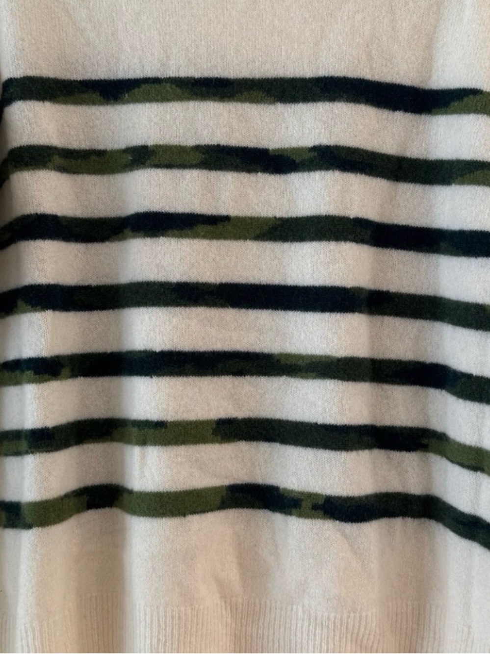 Vineyard Vines Cashmere Cream Sweater with Green Camo Stripes - Picture 13 of 16